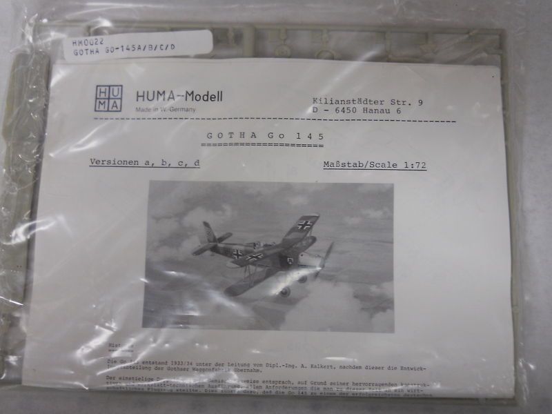 Huma 1/72 Early Bagged Kits Gotha Go 145  