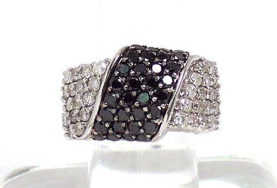 DRAMATIC 14k WHITE GOLD, BLACK & WHITE DIAMONDS BAND  