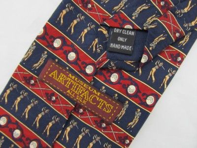Museum Artifacts Red Blue Golf Novelty Silk Tie Necktie  