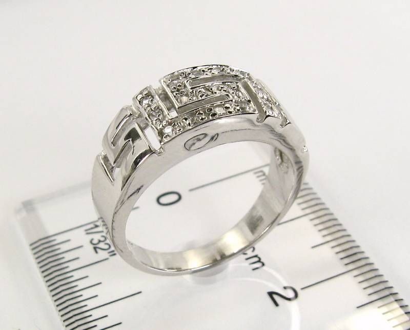 VERSACE GREEK DESIGN 925 SILVER LADIES RING SZ 5 Diamon  