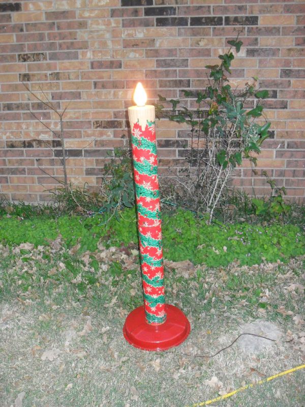 GIANT LIGHTED HOLIDAY CANDLES VINTAGE MATCHING PAIR  