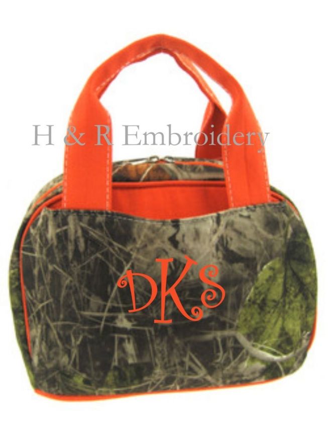 Personalized Lunch Tote Bag Camo Orange Insulated  