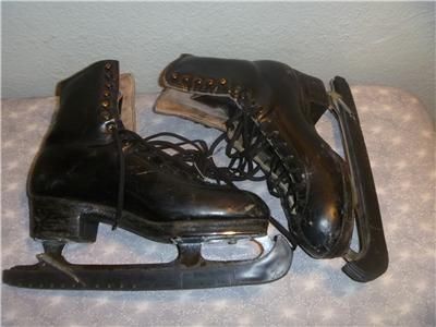   LEATHER FIGURE/ICE SKATES JOHN WILSON SHEFFIELD BLADES BLACK  