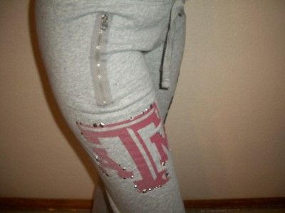 VICTORIA SECRET PINK PANTS SWEAT XS ATM STUD BLING NEW  