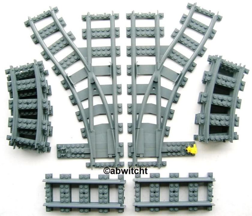 LEGO CITY TRAIN LOT RIGHT&LEFT SWITCH RAILS~CURVED& STRAIGHT TRACKS 