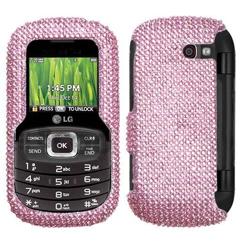 LG Octane VN530 Verizon   CRYSTAL BLING HARD CASE COVER PEARL PINK 