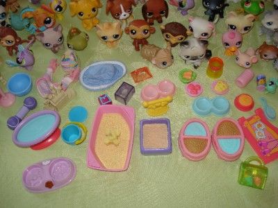 Huge Lot Littlest Pet Shop 125 Pets Houses Accessories  