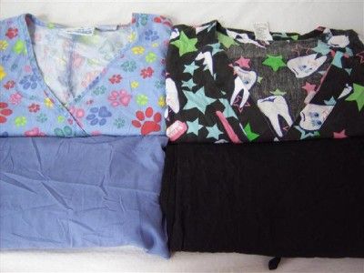 Medical Dental Scrubs Lot of 9 PRINTED Outfits Sets Size L Large LRG 