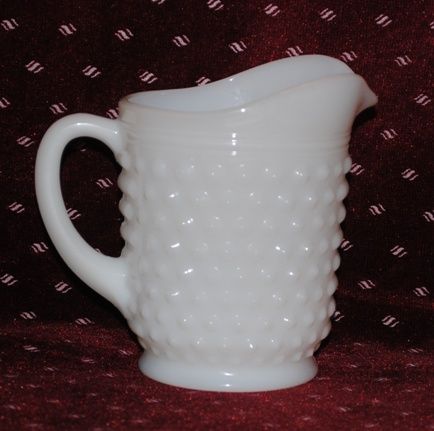 Vintage Hob Nob White Milk Glass Pitcher  