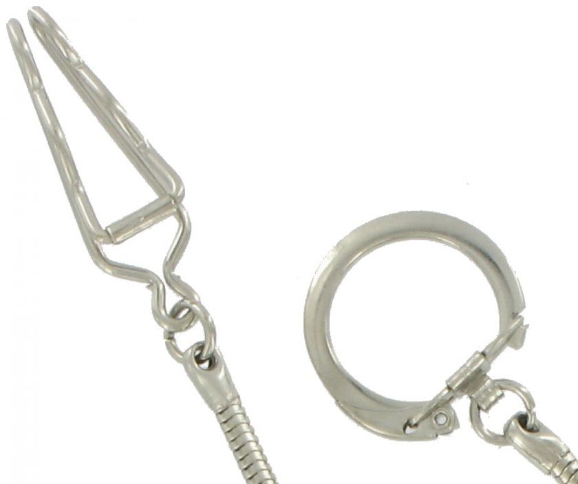 Silver RP Belt Hook Ring Keyring 16 Long Key Chain  