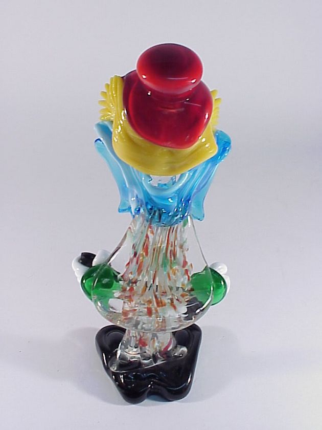 Murano Glass Clown Playing Guitar Statue  