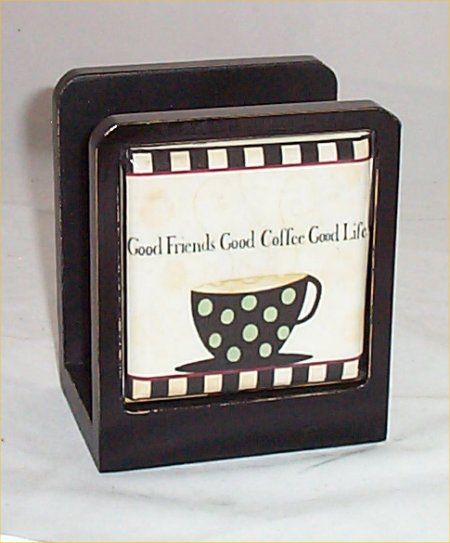 Coffee Cafe Friends Solid Wood Napkin Holder Bistro Home New Bistro 