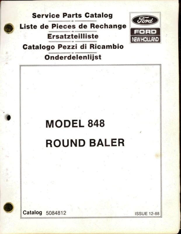 NEW HOLLAND PARTS MANUAL FOR 848 ROUND BALER  