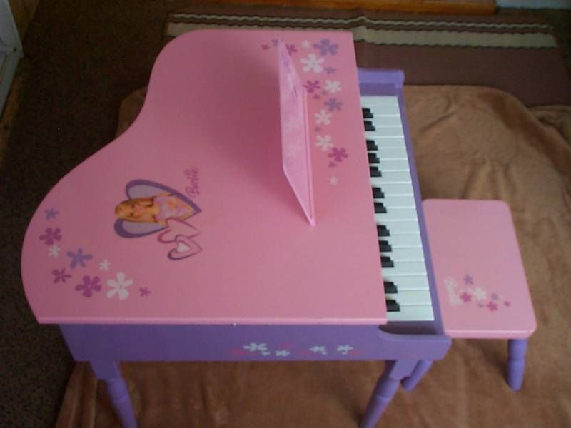   PINK 20 HIGH TOY PIANO AND SMALL BENCH WITH FLOWERS BY MATTEL  