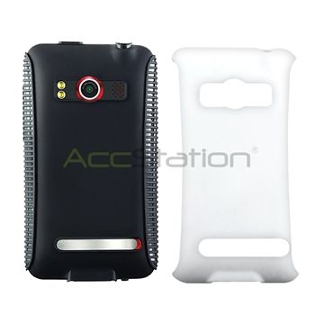   Blue White Hybrid TPU Hard Case Cover+LCD Guard For HTC EVO 4G  