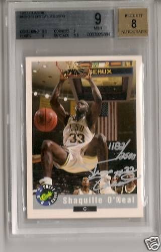 SHAQUILLE ONEAL AUTOGRAPH GRADED MINT 9. AU 8. RARE AU  