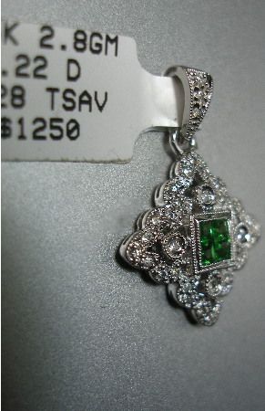 Behnam designer BJC 14k gold tsavorite diamond pendant  