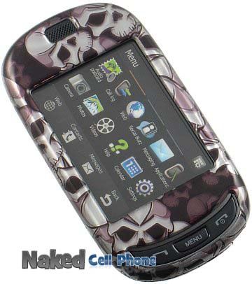 BLACK SKULL CASE COVER FOR SAMSUNG GRAVITY T TOUCH T669  