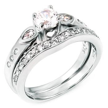 Beautiful 1/2 CT Sterling Silver CZ Wedding Ring Set   One of our most 