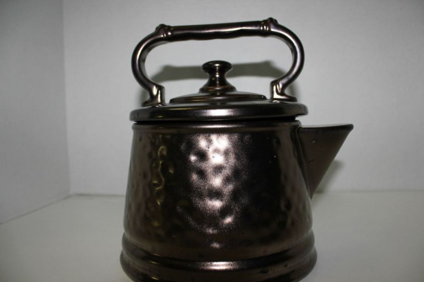 MCCOY VINTAGE HAMMERED BRONZE TEA KETTLE COOKIE JAR # 40020  