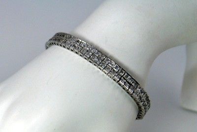   Silver Cubic Zirconia Double Row Bracelet B1390 RARE Free Ship  