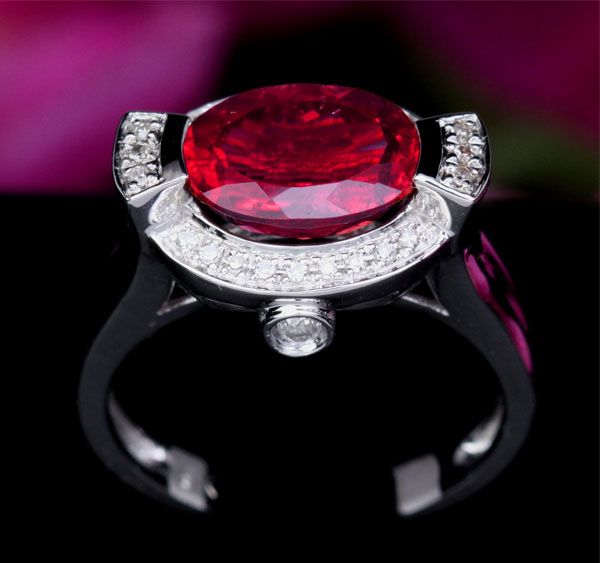   Tourmaline .18ct VS Diamond 9K White Gold Engagement Gem Ring  