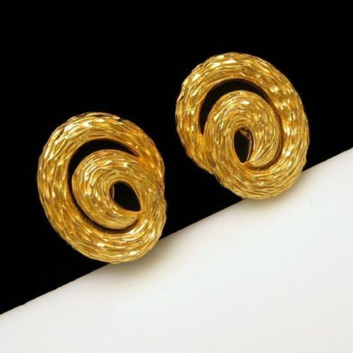 CROWN TRIFARI Vintage Clip Earrings Big Chunky Snake Like Thick 