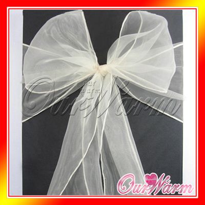   Cream Pearl Chair Organza Sash Bow Wedding Party Decoration  