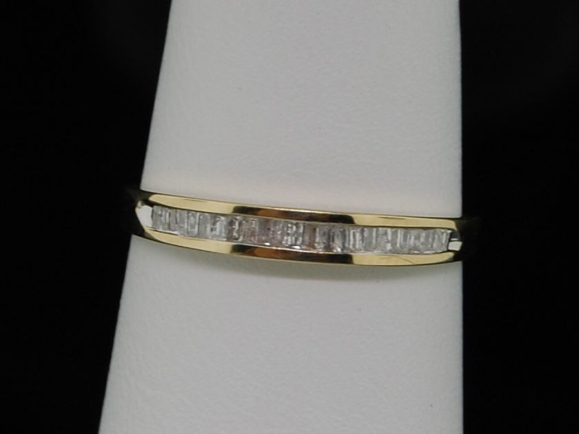 LADIES YELLOW GOLD BAGUETTE DIAMOND WEDDING BAND RING  